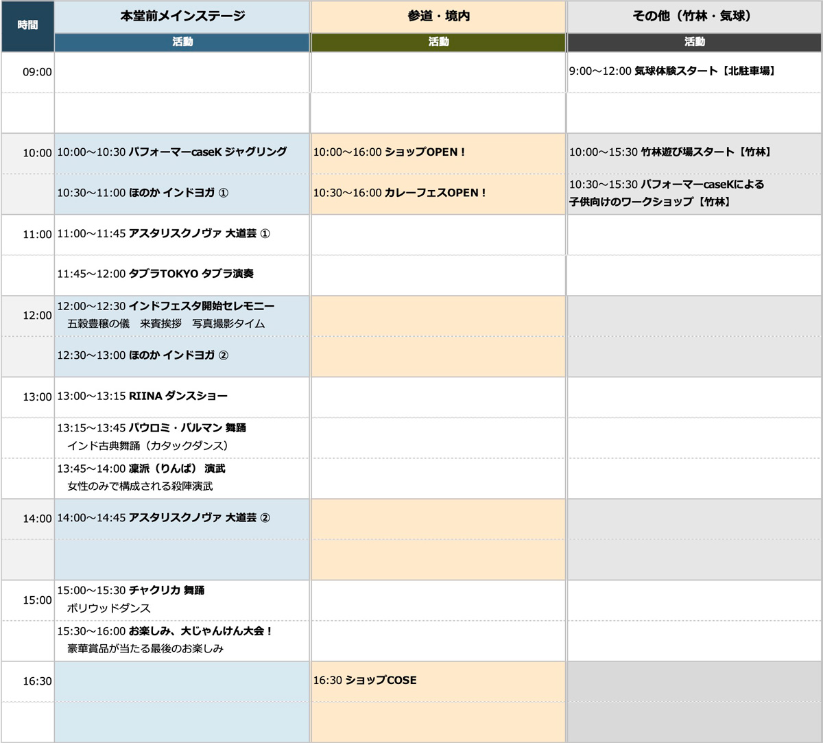 ステージスケジュール
